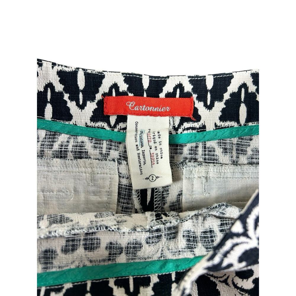 Cartonnier Anthropologie Lithograph High Rise Deco Print Short Sz 2 Black White - Picture 3 of 7